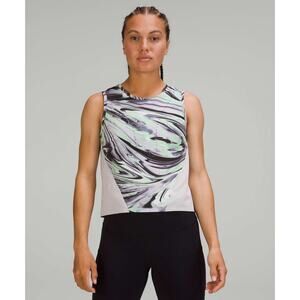 Lululemon Grey + Black Swirl Swift Ventilated Running Tank Top Size 8